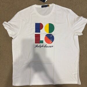Polo by Ralph Lauren White Tee with Multicolor Logo